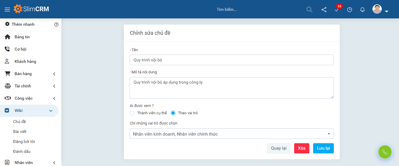Tính năng phần mềm quản lý tri thức