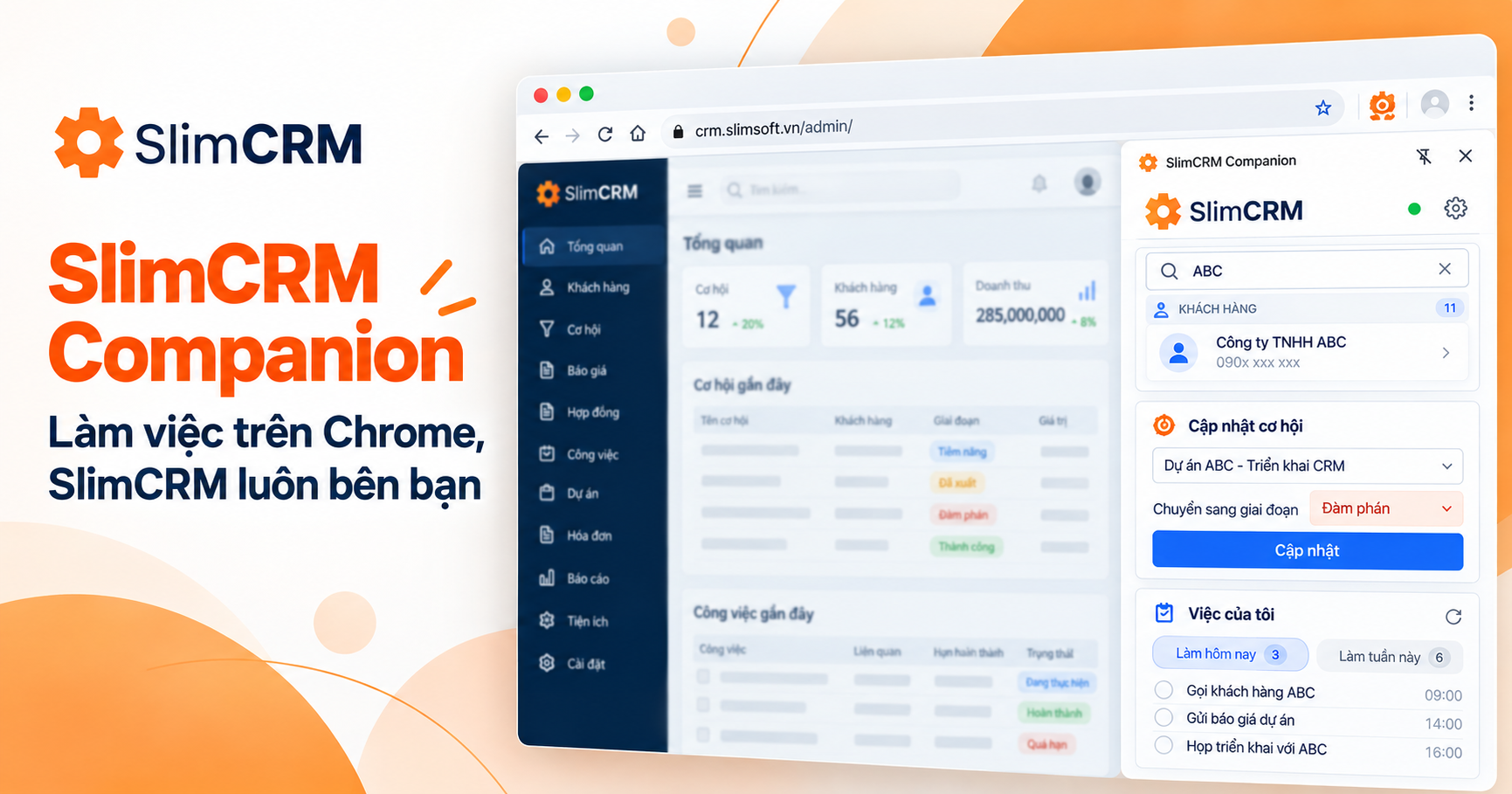 SlimCRM Extension - Trợ Lý Thông Minh, Tối Ưu Hóa Mọi Thao Tác Ngay Trên Trình Duyệt
