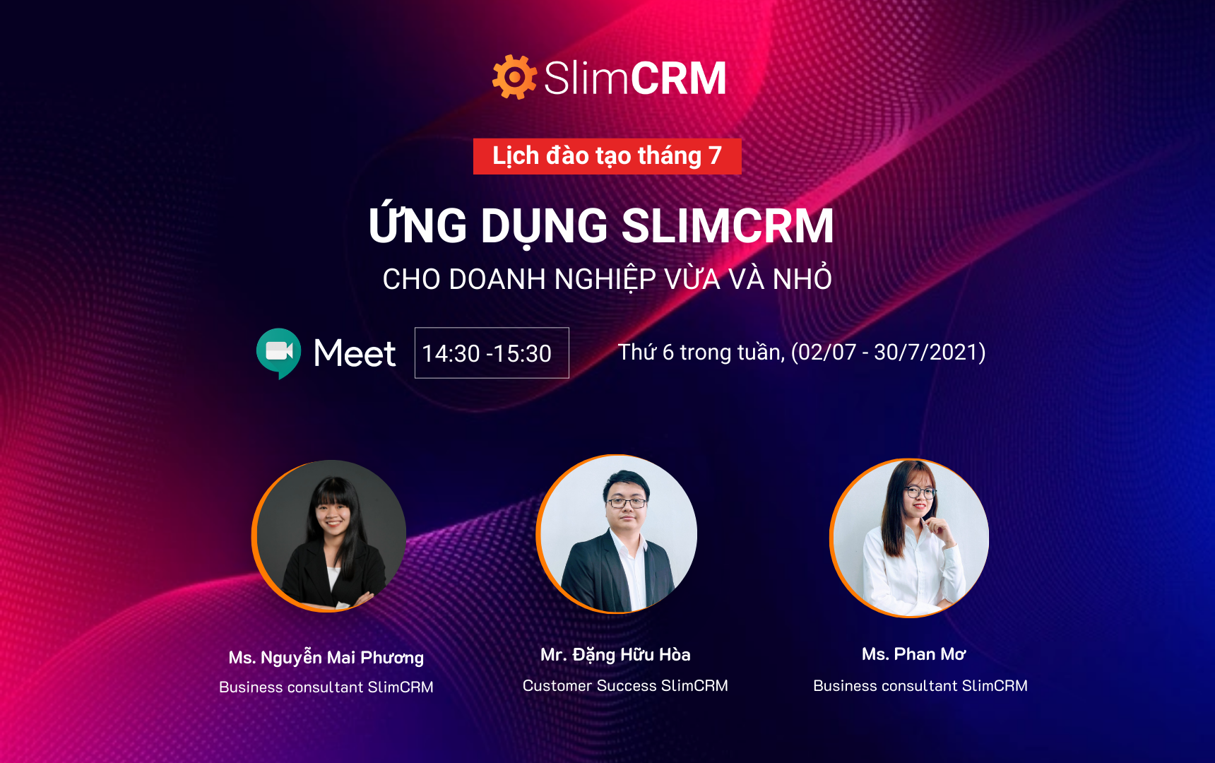 Chương trình đào tạo SlimCRM định kỳ tháng 7/2021
