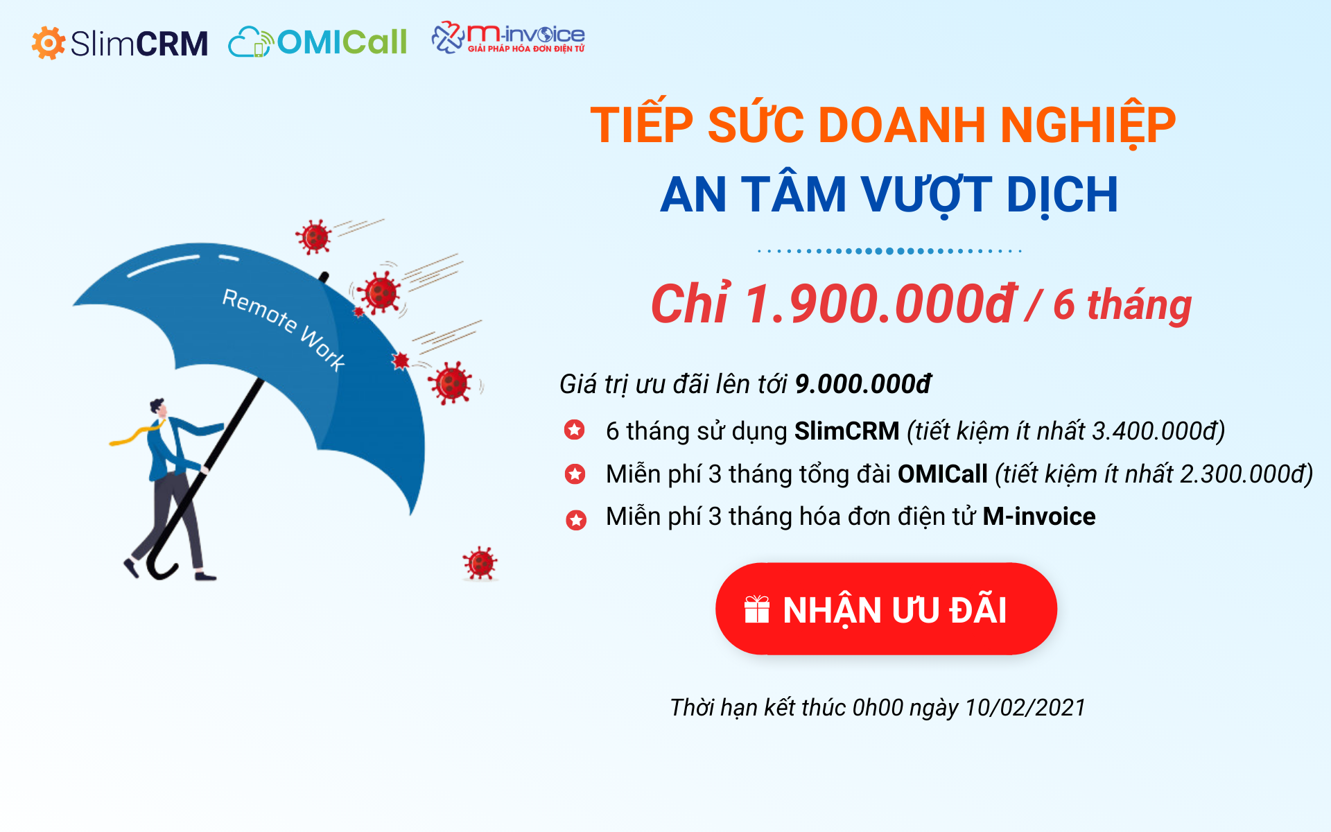 SlimCRM quyết tâm chiến thắng đại dịch Covid-19 với gói ưu đãi "Tiếp sức doanh nghiệp - An tâm vượt dịch"