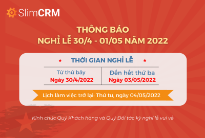 Thông báo lịch nghỉ lễ 30/4 -1/5 năm 2022