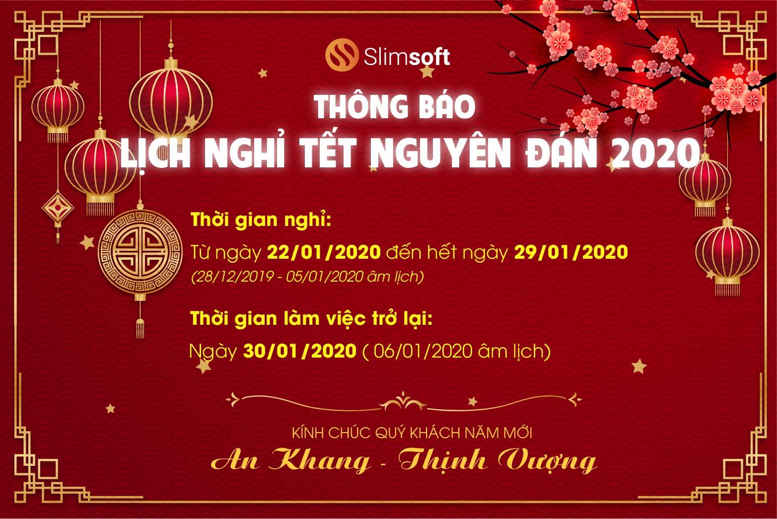SlimCRM thông báo lịch nghỉ Tết Canh Tý năm 2020 và lời chúc tới Quý khách hàng