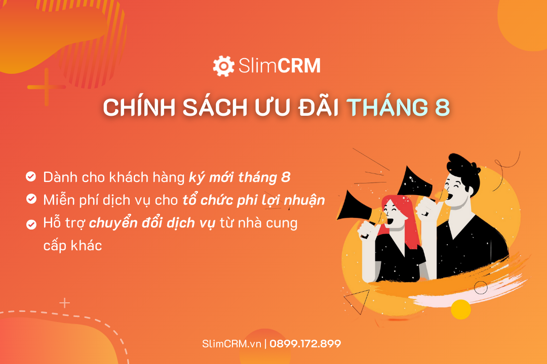 SlimCRM công bố chính sách ưu đãi tháng 8 năm 2021