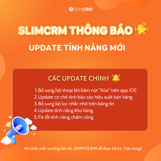 Thông báo cập nhật tính năng mới SlimCRM